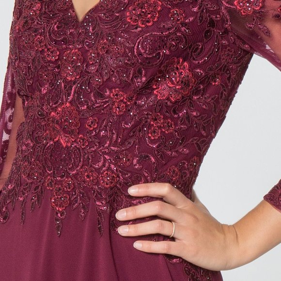 Lace Bodice V-Neck A-Line Prom Dress GSGL2825 - Picture 6 of 9